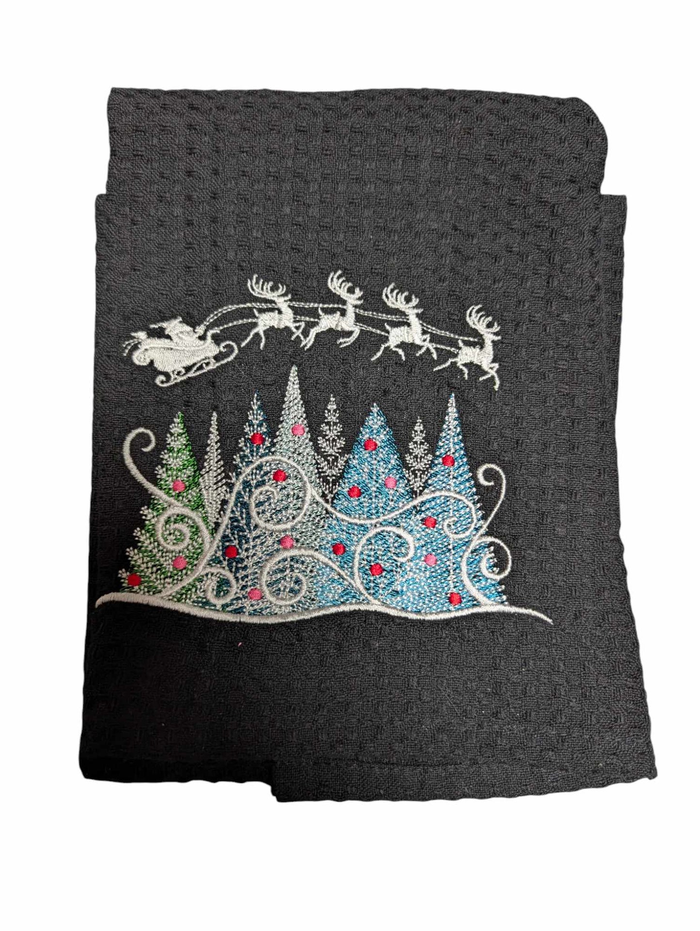 Embroidered Christmas Tea Towels