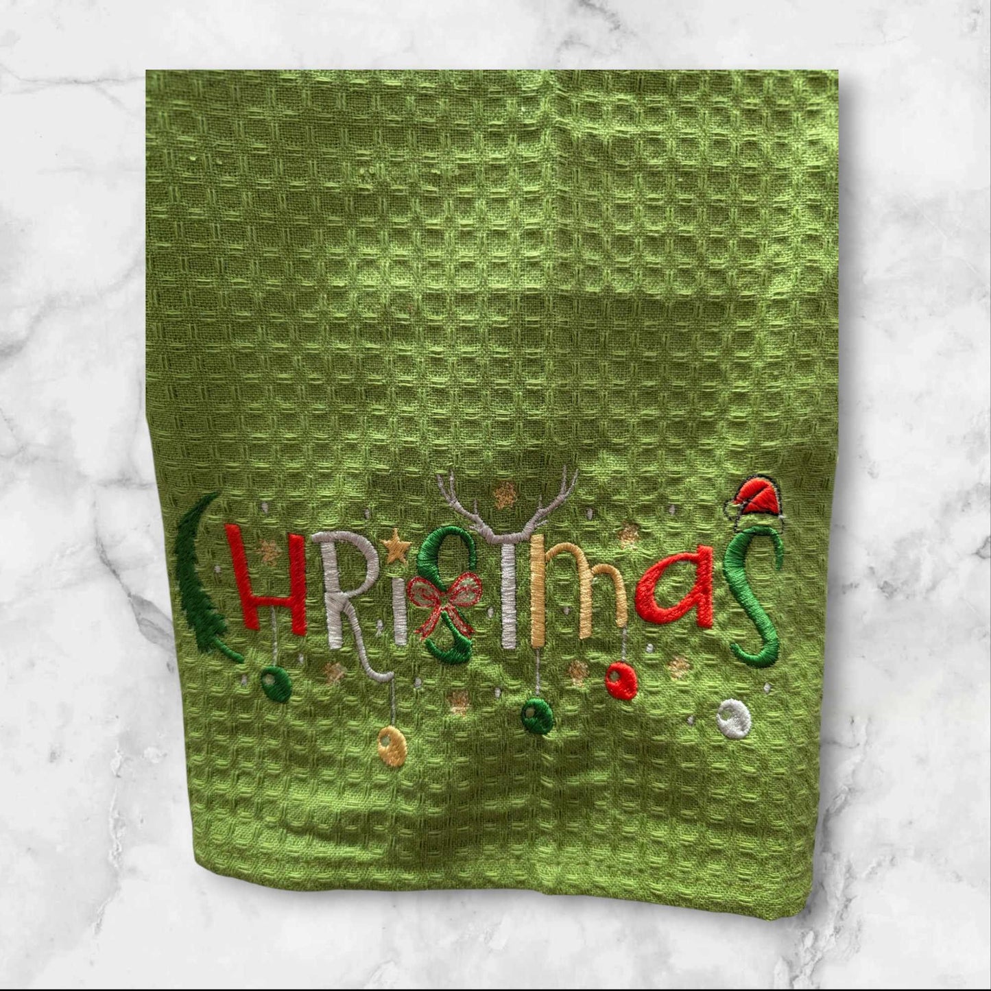 Embroidered Christmas Tea Towels