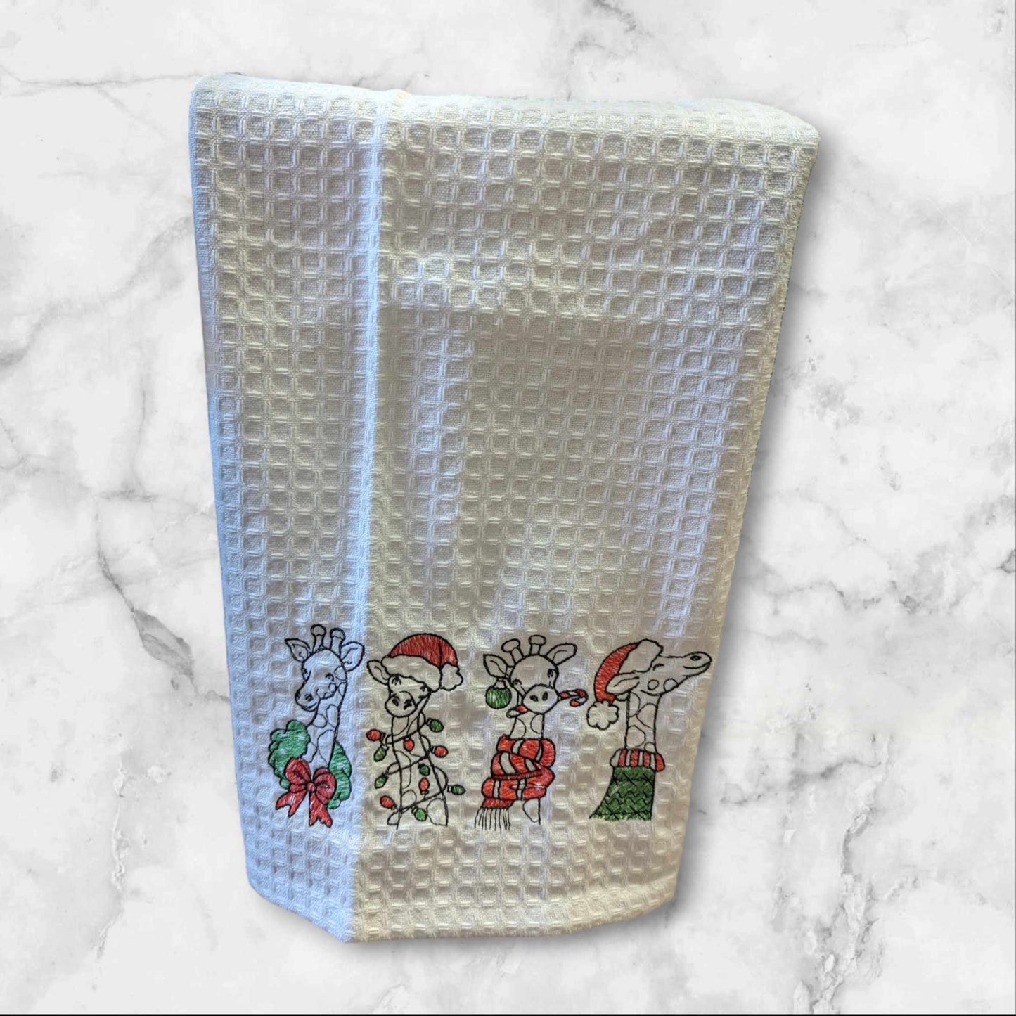 Embroidered Christmas Tea Towels