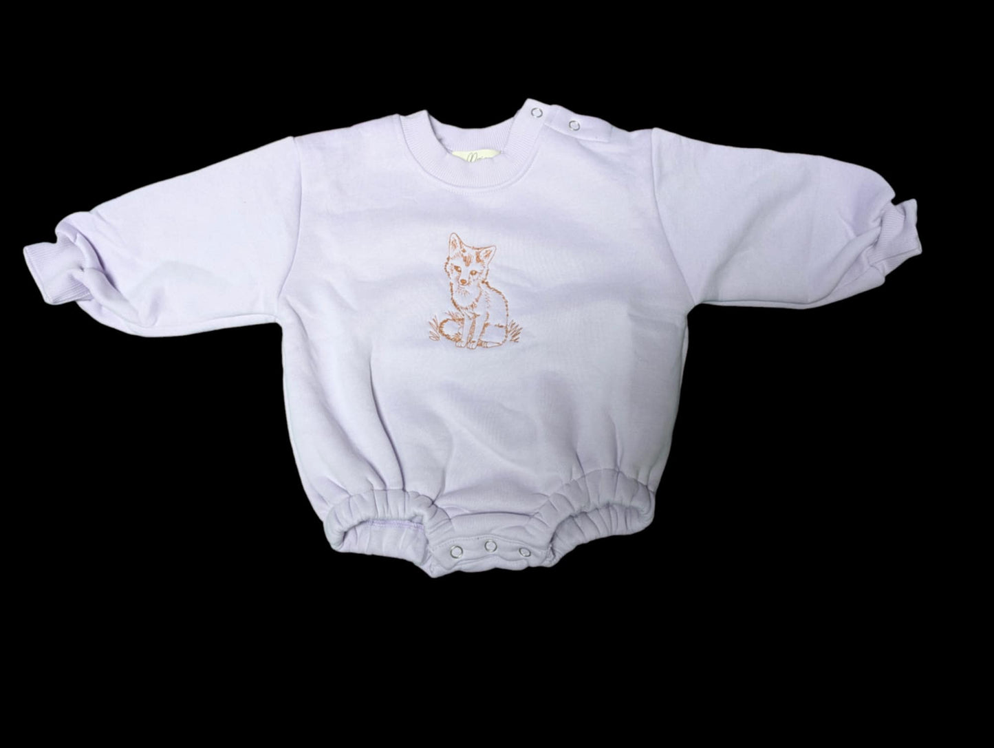 Lavender Custom Embroidered Baby Winter Bubble Romper