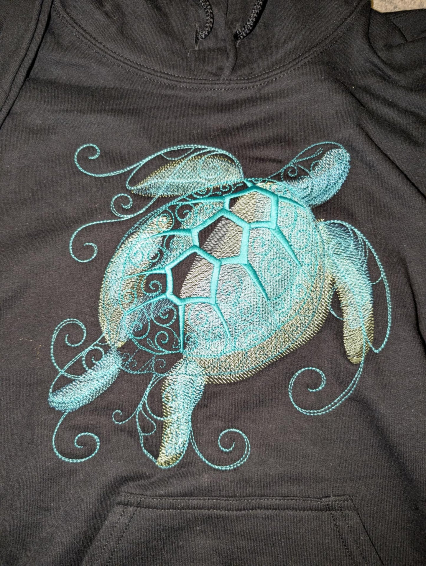 Baroque Aquamarine Sea Turtle Hoodie β Where Ocean Magic Meets Cozy Comfort π’