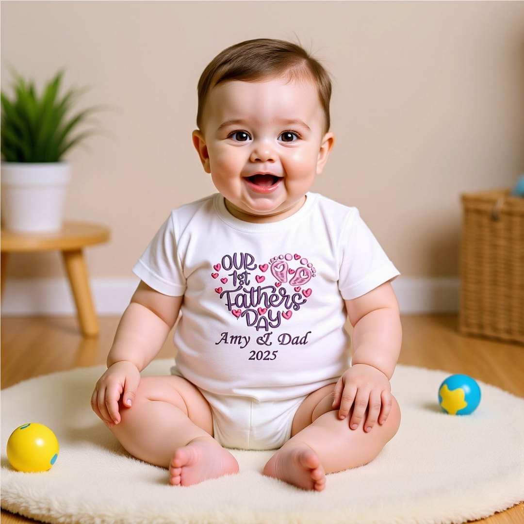👣 Our 1st Father's Day Personalized Baby Onesie