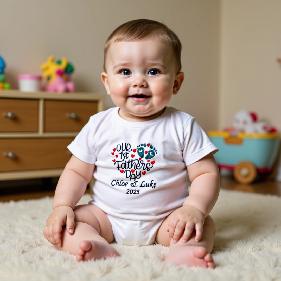 👣 Our 1st Father's Day Personalized Baby Onesie