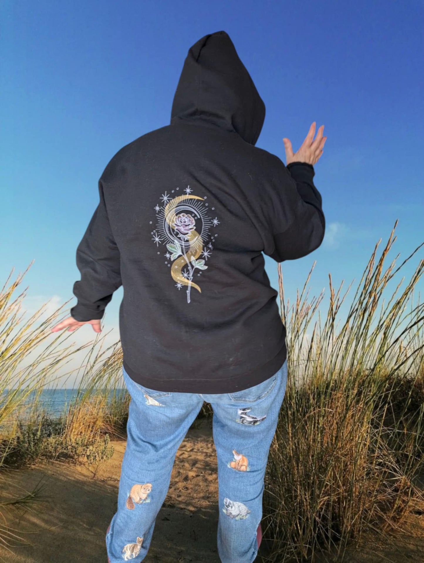 π Celestial Garden Zip Hoodie β Embroidered Magic on the Move