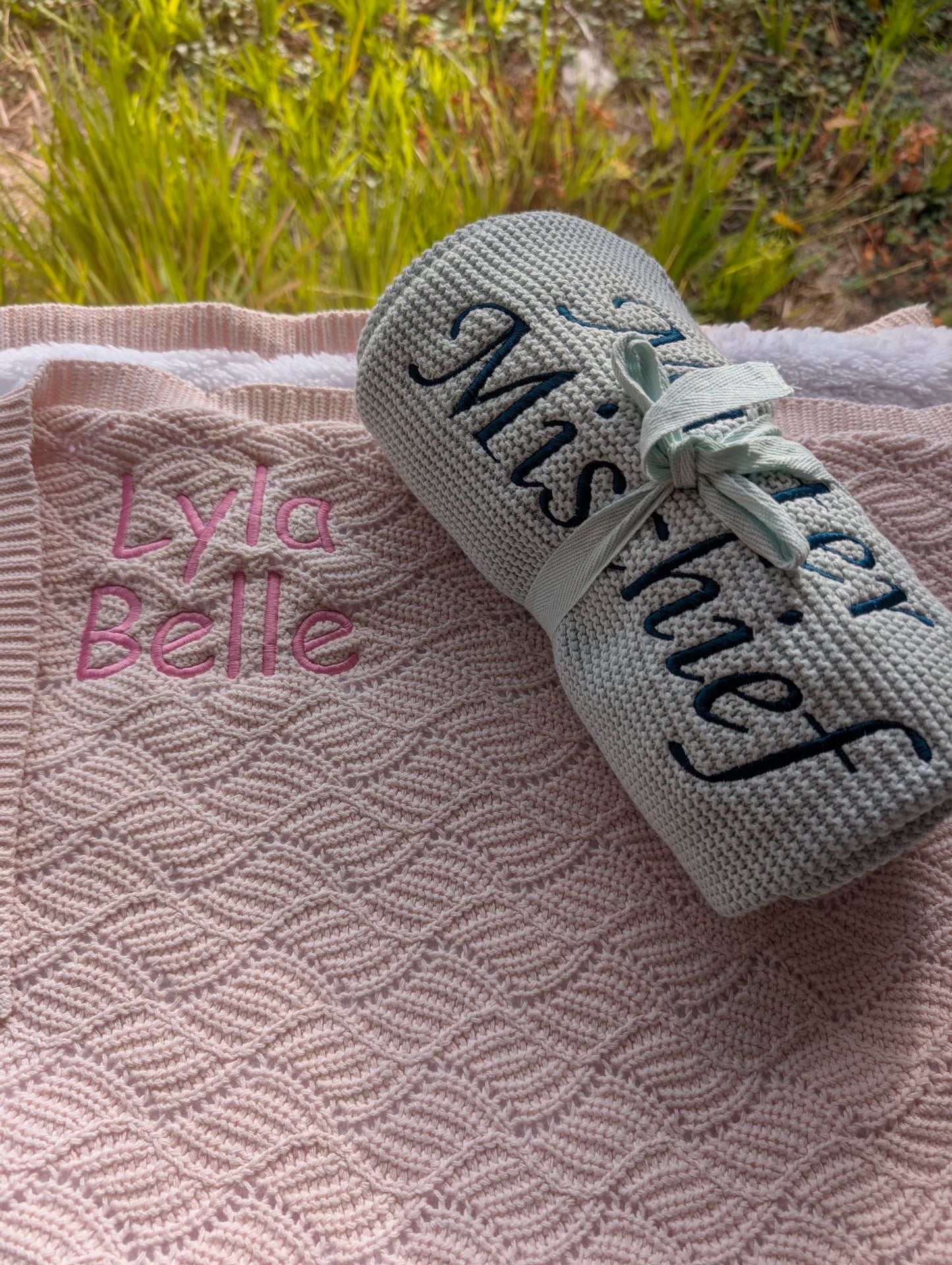 Embroidered Knit Blanket – Customisable & Cozy