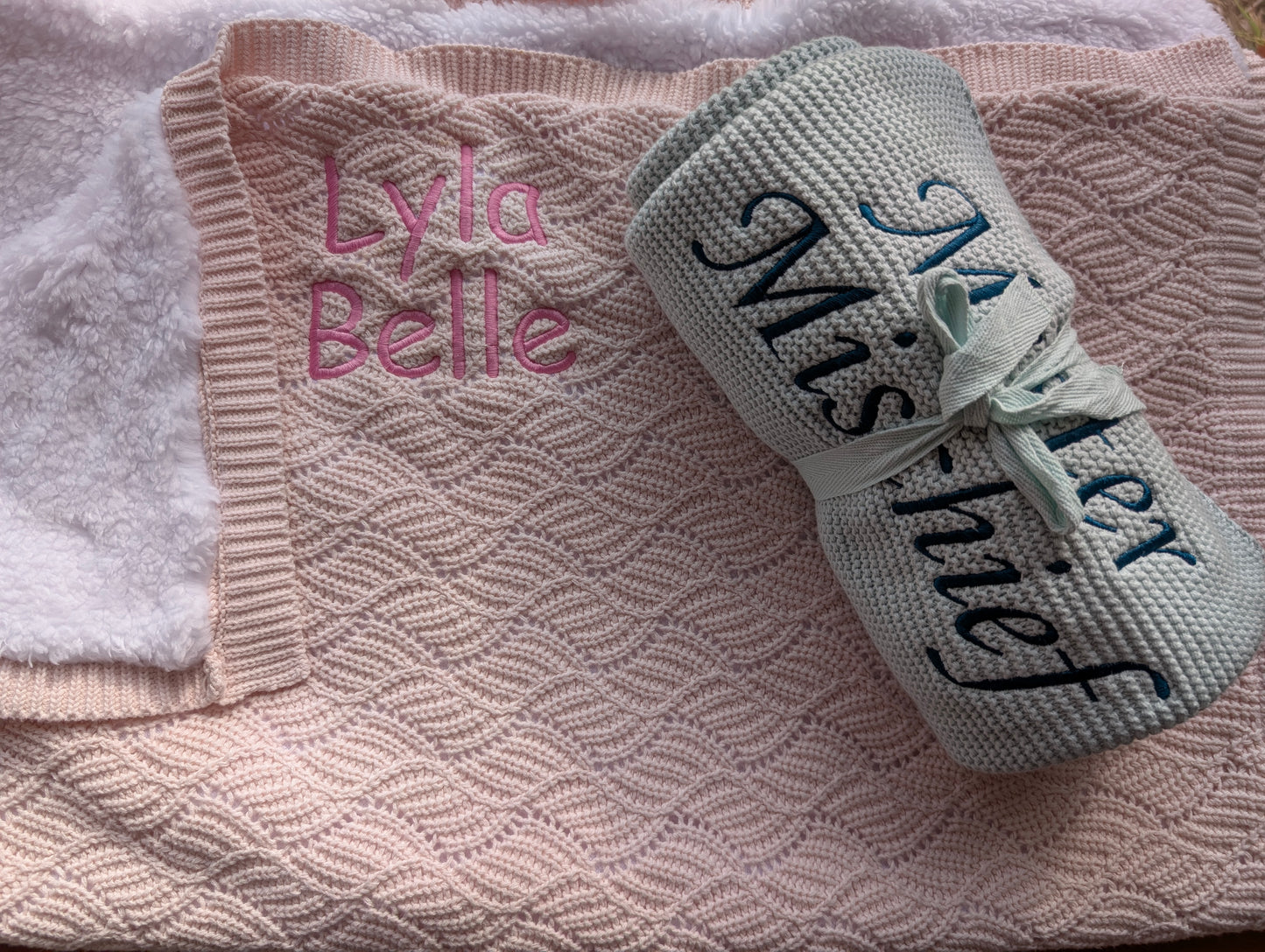 Embroidered Knit Blanket – Customisable & Cozy
