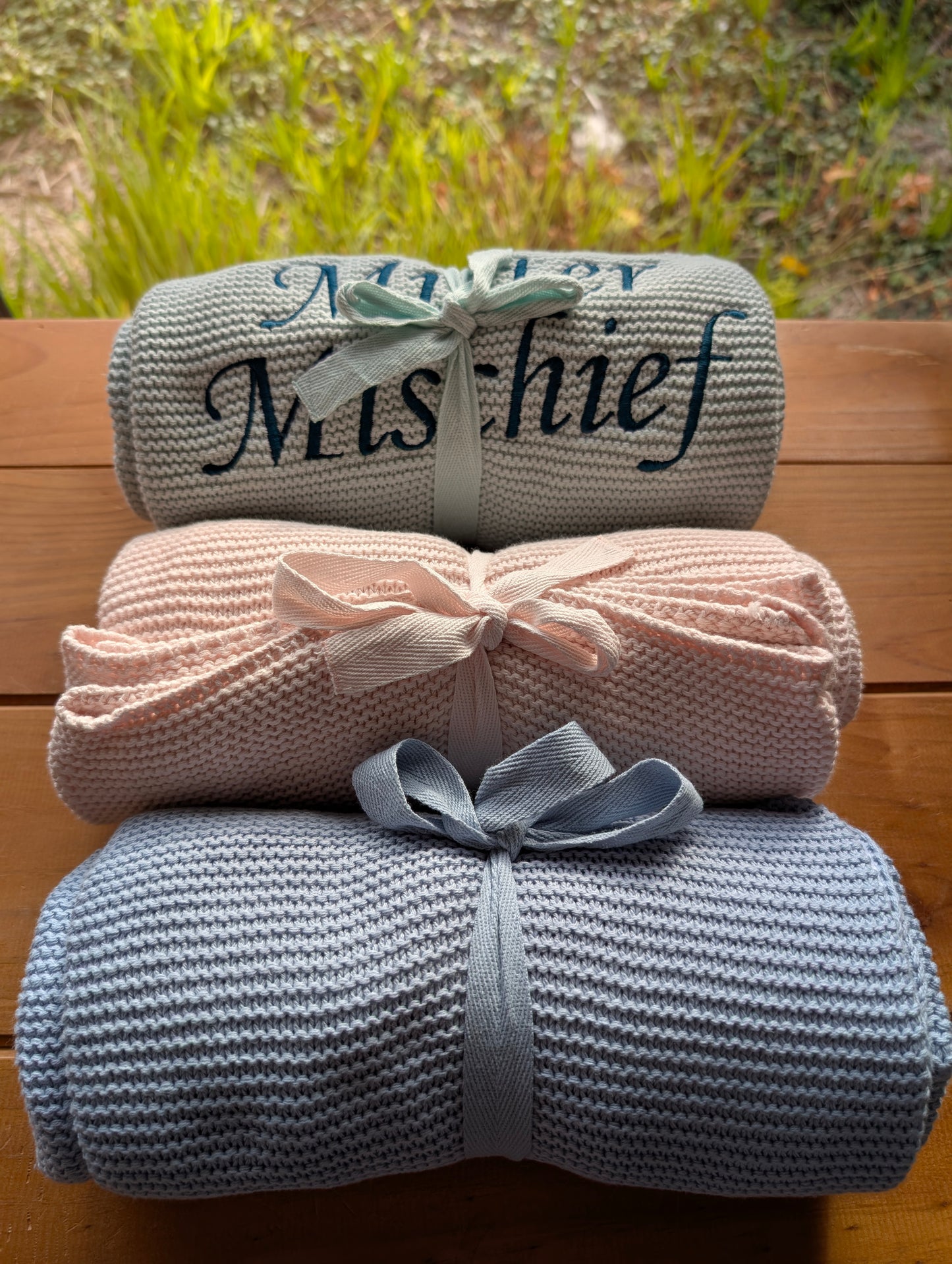 Embroidered Knit Blanket – Customisable & Cozy