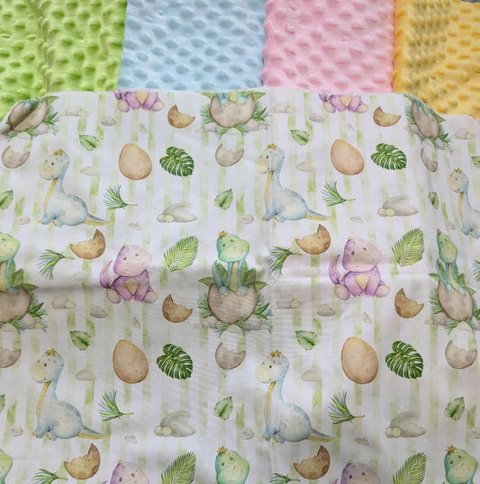🦕 Dino Hatchlings Pram Blanket – One of a Kind! 🌿