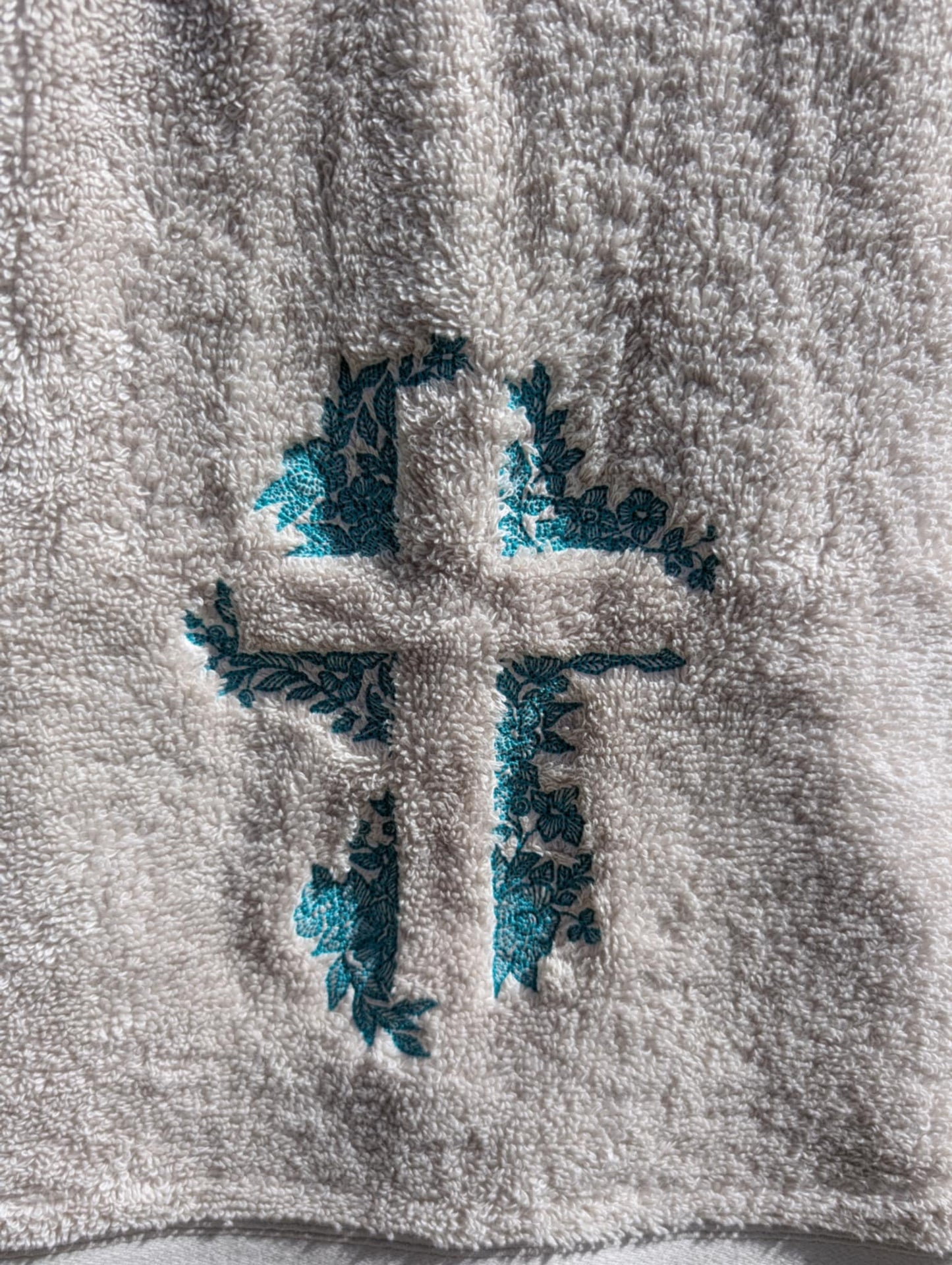 Heirloom Cross Embroidered Towel – Custom Colours & Personalisation Available