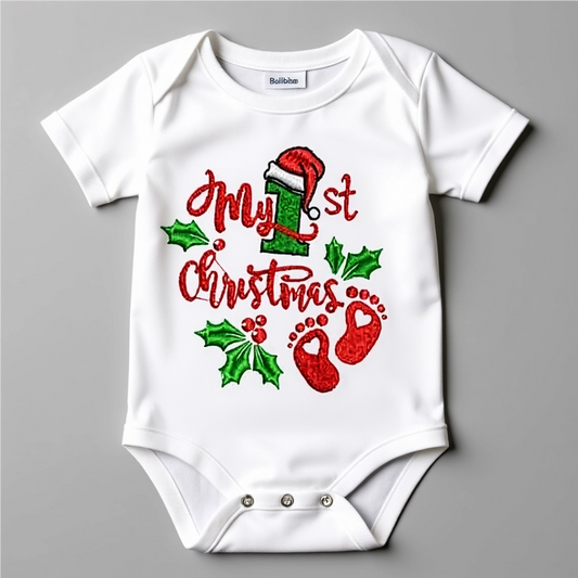 Custom 1st Christmas Baby Onesie