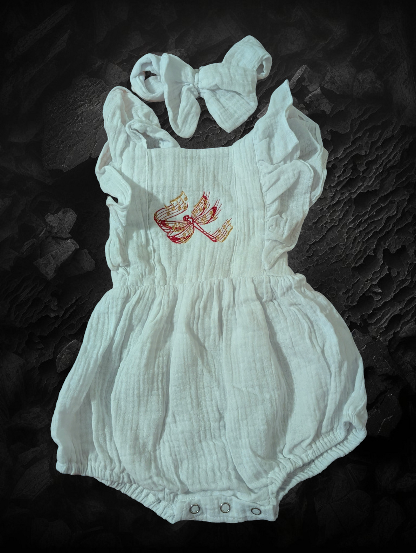 Girl's "Dragonfly" Summer Romper - White (3-6 months)