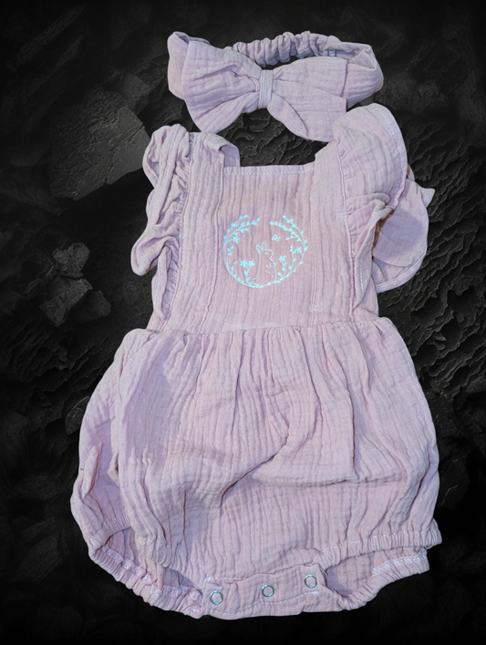 Girl's "Bunny" Summer Romper - Dusty Rose (3-6 months)